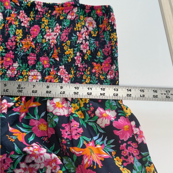 J Crew Floral Smocked Tiered Sleeveless A-Line Midi Dress Boho Navy Pink Size S - Picture 13 of 15